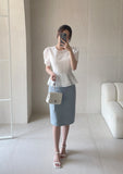 Ravidol See-through Check Puff Blouse