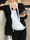 Beren Frill Lace Short Sleeve T Scarf Set