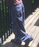 [Cool/Non-Fade] Senba String Wide Denim Cargo Pants