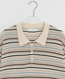 [Unisex] Yonder Color Stripe Collar Over Short Sleeve Knit