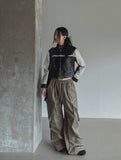 Bendy Zipper Diagonal Pocket Cargo Pants