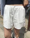 Momu stripe button lace cotton short pants