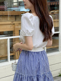 Missing Heart Neck Puff Span T-Blouse