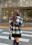 [75% Wool] Torrett Handmade Hood Cape Check Coat