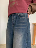 Kyoda Vintage Washing Wide Dart Denim Pants