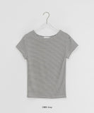 Yurimo Stripe Boat Neck Short Sleeve Tee