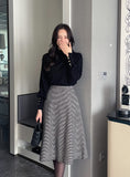 Gelmade Hound Check Brushed Span Flare Skirt