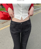 Slim Low-Rise Lightweight Semi Long Bootcut Denim Pants