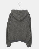 Bima Stripe Pocket Loose Fit Long Sleeve Hooded Zip-Up