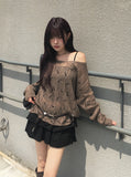 Linder Mesh See-Through Loose-Fit One-Shoulder Knit
