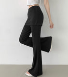 Layered Skirt Leggings Bootcut Banding Pants