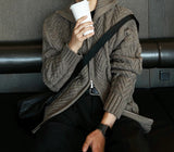 Rope high neck cable zip-up knit