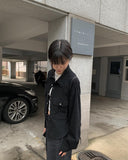 Pona Black Pocket Collar Jacket Shirt