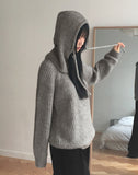 [Balaclava set] Beto Wool Avan loose fit round knit set