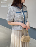 Tune Round Color Matching Short Sleeve Tweed Jacket