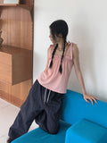 Mass Chiffon Frill Banding Ribbon Strap Sleeveless