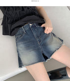Vintage Washing Cutting Daily Denim Shorts