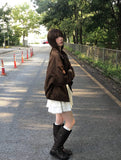 Camu Suede Slit Blouson Jacket