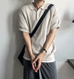 Millet Button Collar Short Sleeve Knit
