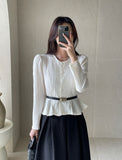 Brett Wrinkle Puff Peplum Jacket Blouse