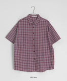 [BAONHAUS] Kinens Over Check Short Sleeve Shirt
