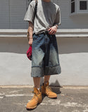 Pium Maxi Roll Up Bermuda Denim Pants