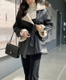 Kelmar Fur Collar Double Leather Mustang Half Jacket (Strap Set)