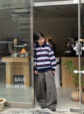 Meddent Button Stripe Collar Knit