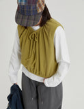 [BAONHAUS] Poiman Shirring Ribbed Ribbon Vest