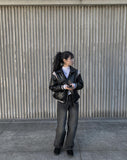 Kawa washed denim wide pants