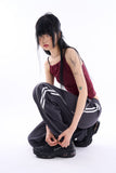 Wave piping nylon track pants