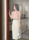 Love It Tie Diagonal Frill Puff Blouse
