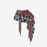 Chena unbalanced check tiered skirt