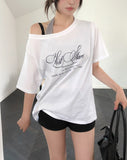 Stars Lettering Unbalance Short Sleeve
