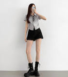 Slim Fit Span Crop Short Sleeve Shirt