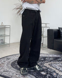Eto Wide Black Cotton Pants