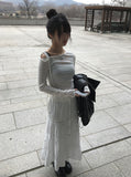 Crum Lace Banding Long Tiered Skirt