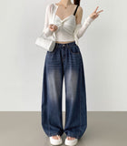 Summer ver cooling pleats side pintuck balloon wide fit pants