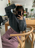 Locoi back ribbon mix color wool crop knit