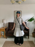 Kaol Stripe Dot Hood Short Sleeve Tee