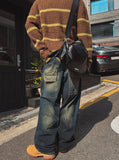 Link double back pocket denim pants