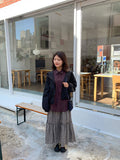 Wendell Check Frill Banding Long Skirt