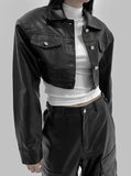 melty leather cropped jacket