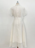 Hanin V-neck Chiffon Tie Short Sleeve Long One Piece