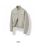 Horin Pocket Semi-Crop Knit Zip-Up