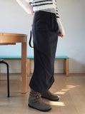[Fur lining] Reveal vintage belt shirring suede 3cm middle boots