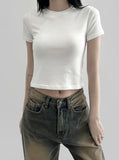 Rebed brushed cropped short sleeve T-shirt