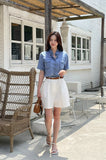 Pibelin Pin Tuck Cotton Shorts