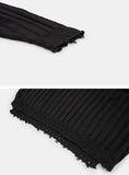 Ribbed crack damage slit over knit