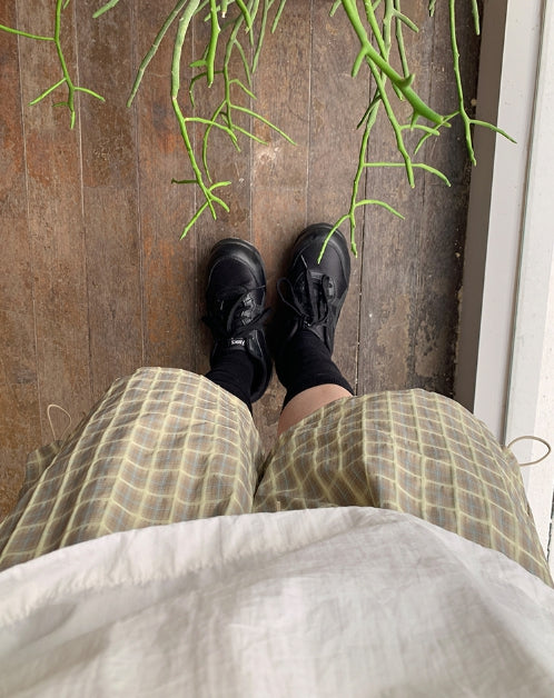 【BAON】24SS★ [BAONHAUS] Haseun Check Banding Half Pants BAON】24SS☆ [BAONHAUS] Haseun Check Banding Half Pants